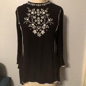 Janet Chung Embroidered Black Blouse